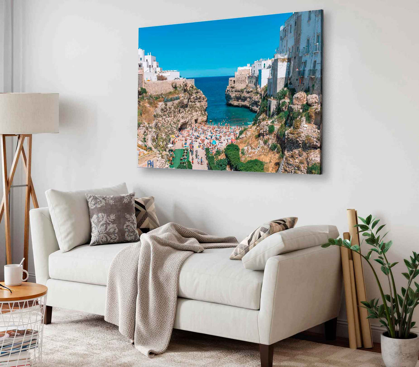 Bella Home Polignano a mare Beach in Italy Print Canvas Ready to hang