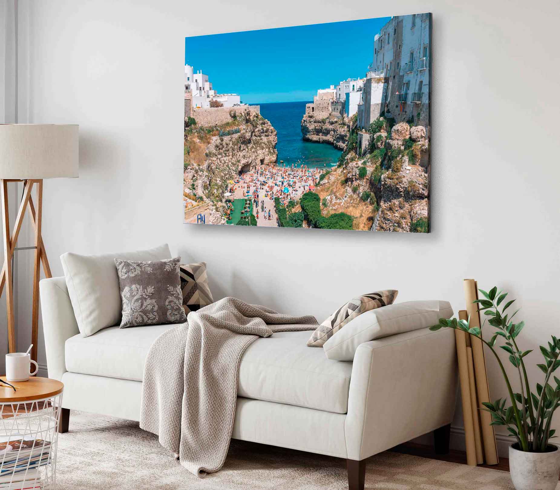 Bella Home Polignano a mare Beach in Italy Print Canvas Ready to hang
