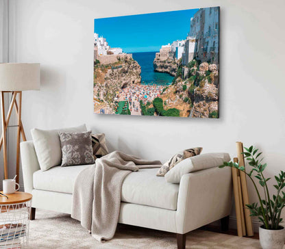 Bella Home Polignano a mare Beach in Italy Print Canvas Ready to hang