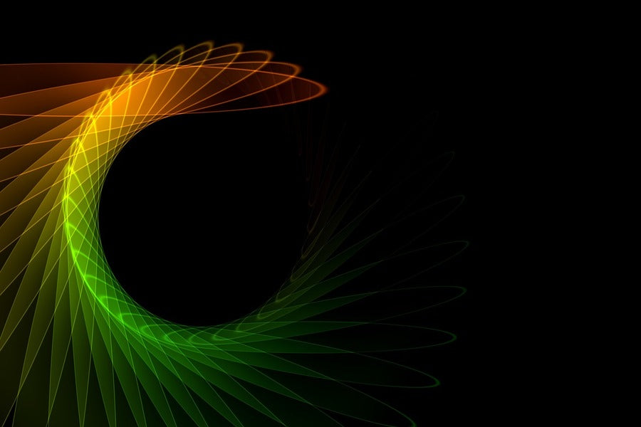 Orange & Green Digital Lines Abstract Design Print 100% Australian Made