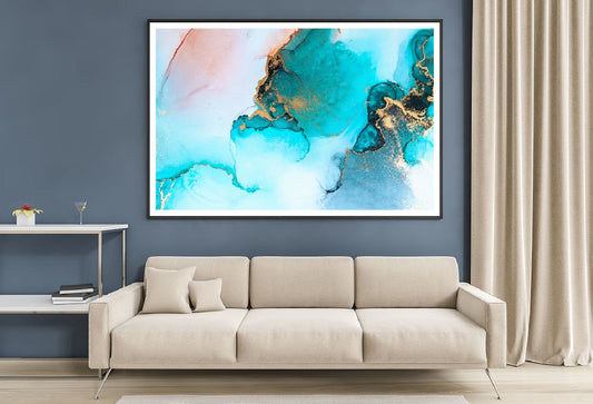 Blue Red & Gold Splash Abstract Design Home Decor Premium Quality Poster Print Choose Your Sizes