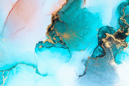 Blue Red & Gold Splash Abstract Design Home Decor Premium Quality Poster Print Choose Your Sizes