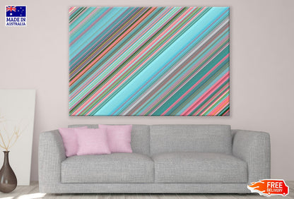Blue Pink Digital Lines Abstract Design Print 100% Australian Made