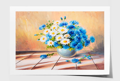 Bouquet of Flowers On A Wooden Table Oil Painting Wall Art Limited Edition High Quality Print Unframed Roll Canvas None