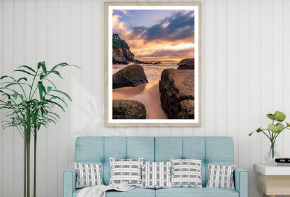 Rocky Beach Sunset Scenery View Photograph Home Decor Premium Quality Poster Print Choose Your Sizes
