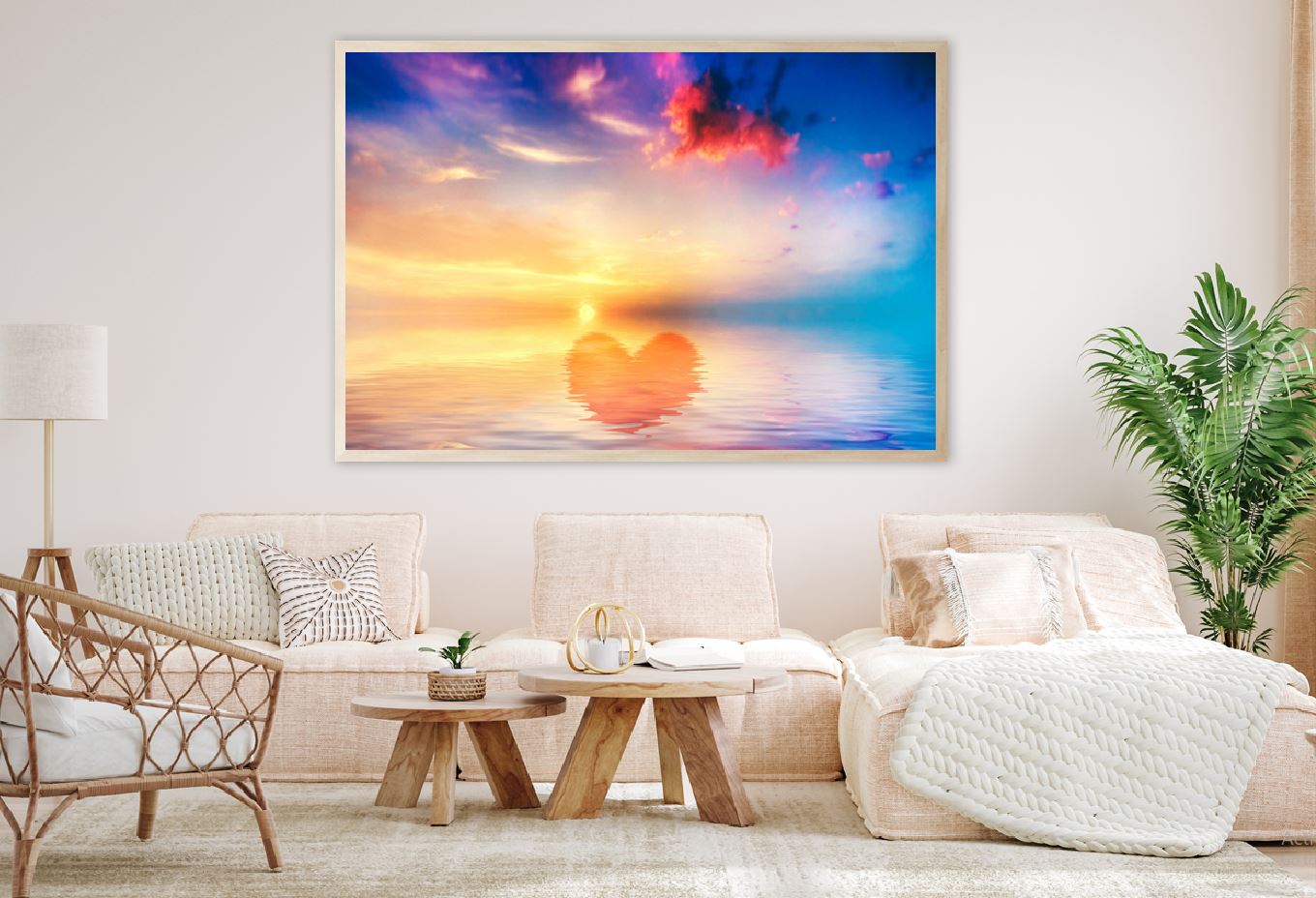Sunset Heart on Sea Scenery View Photograph Home Decor Premium Quality Poster Print Choose Your Sizes