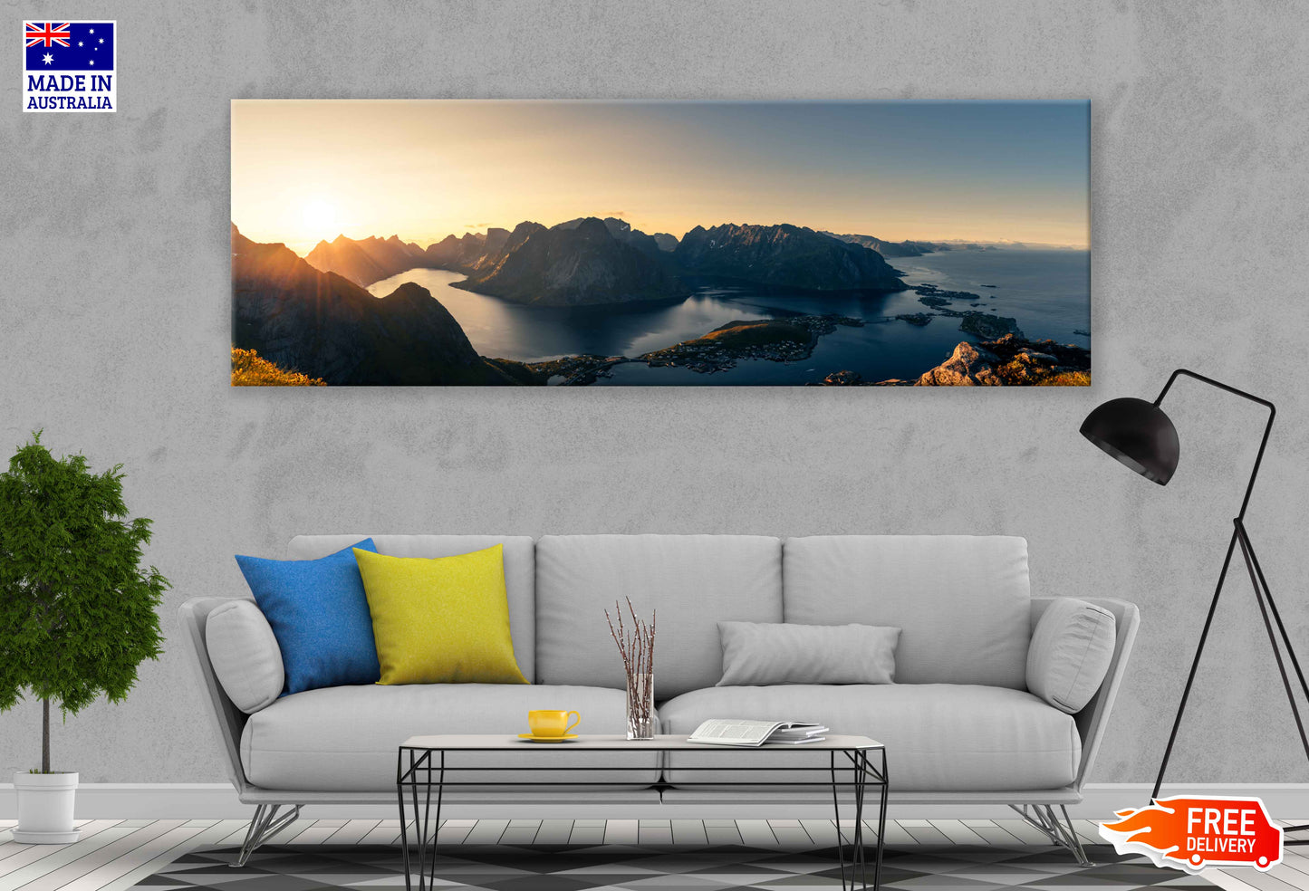 Panoramic Canvas Reinebringen Aerial View Photograph High Quality 100% Australian Made Wall Canvas Print Ready to Hang