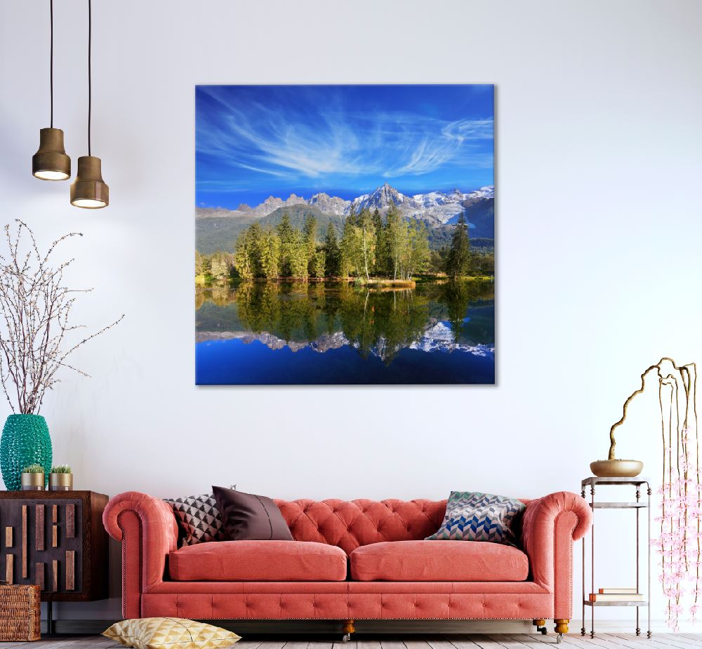 Square Canvas Dreamlike Lake & Park Scenery Photograph High Quality Print 100% Australian Made