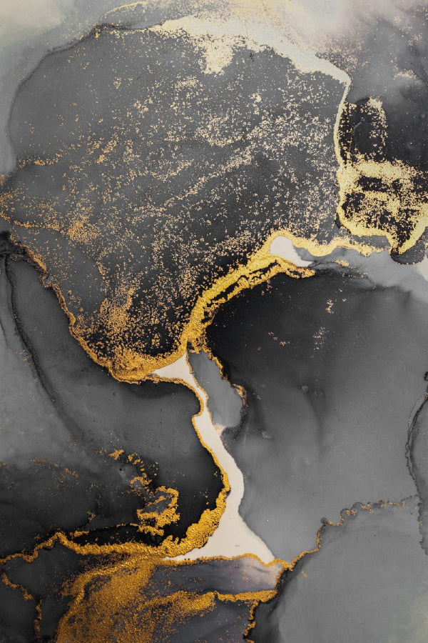 Dark Gold Splash & Black Abstract Design Home Decor Premium Quality Poster Print Choose Your Sizes