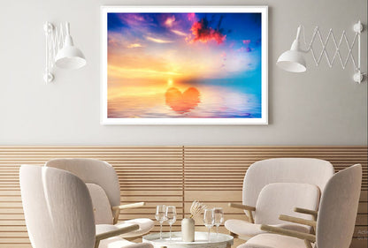 Sunset Heart on Sea Scenery View Photograph Home Decor Premium Quality Poster Print Choose Your Sizes