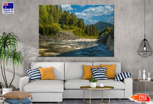 Tranquil River & Fir Trees View Photograph Print 100% Australian Made