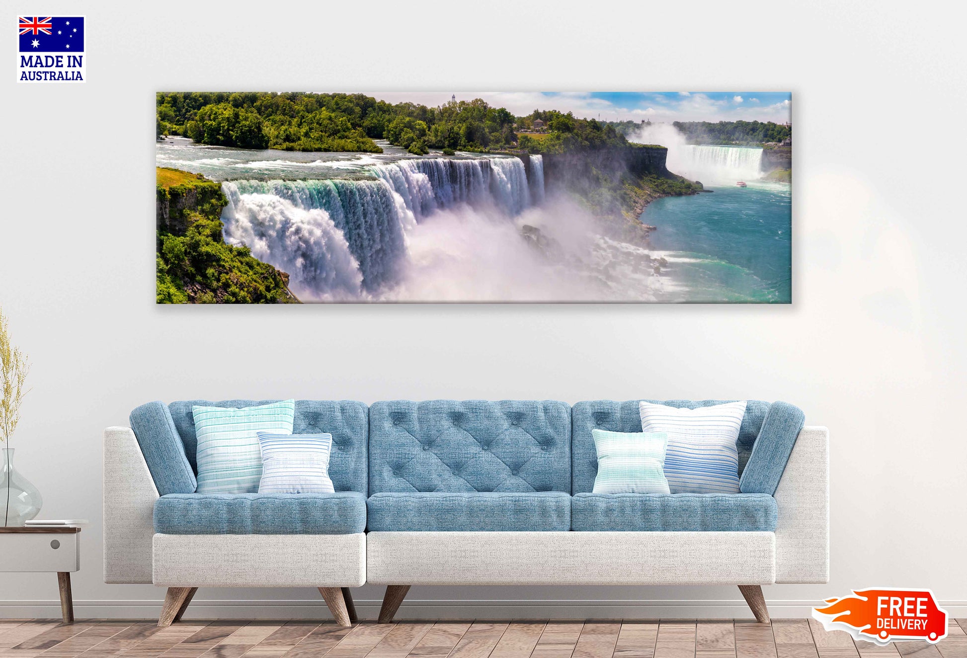 Panoramic Canvas Niagara Fall Scenery View Photograph High Quality 100% Australian Made Wall Canvas Print Ready to Hang