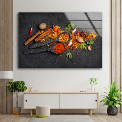 Spices & Spoons on Table Photograph Acrylic Glass Print Tempered Glass Wall Art 100% Made in Australia Ready to Hang