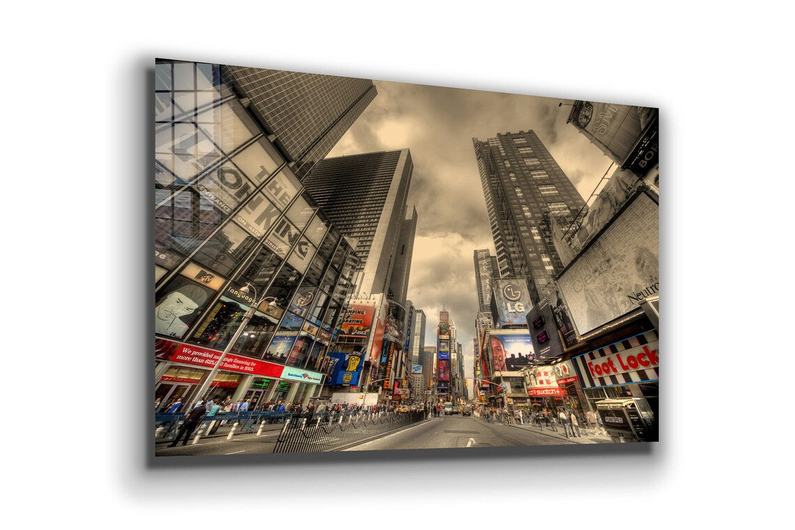 City Street Cloudy Sky Print Tempered Glass Wall Art 100% Made in Australia Ready to Hang