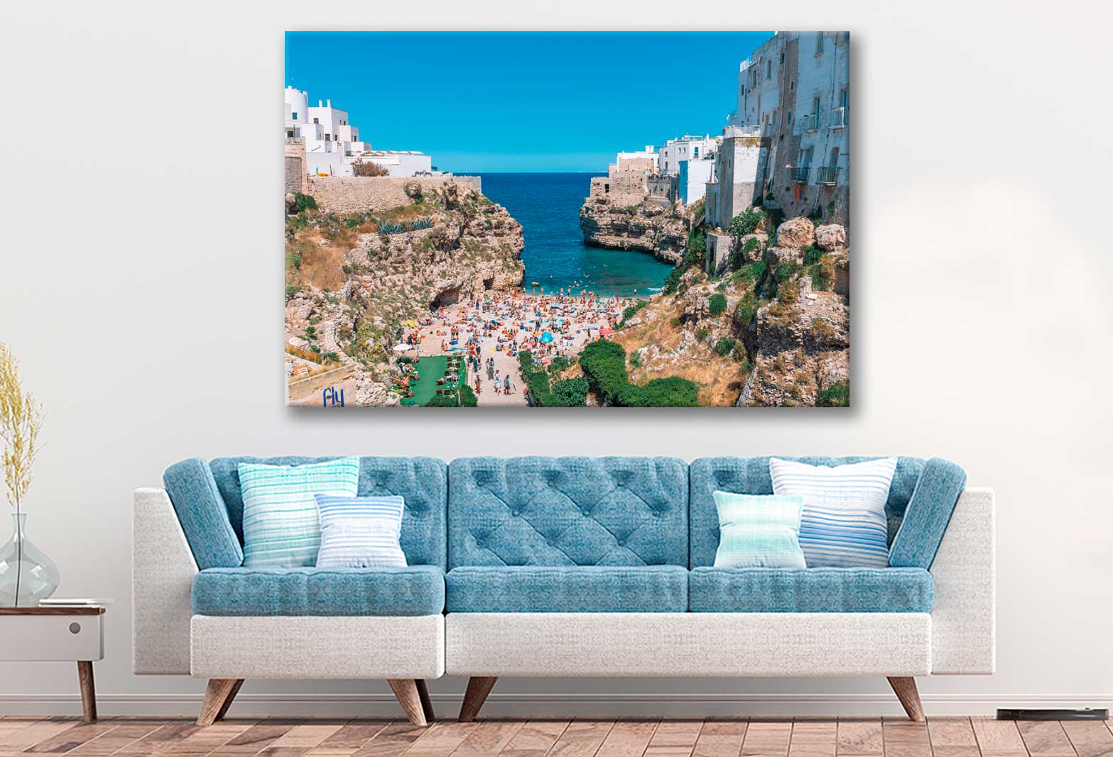 Bella Home Polignano a mare Beach in Italy Print Canvas Ready to hang