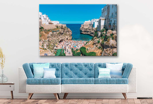 Bella Home Polignano a mare Beach in Italy Print Canvas Ready to hang