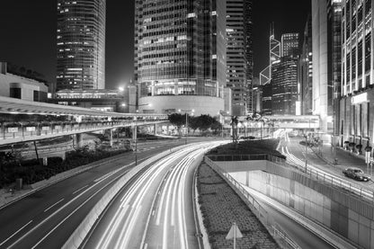 Hong Kong City Road B&W View Photograph Print 100% Australian Made