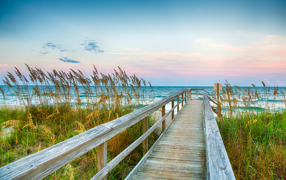 Wallpaper Murals Peel and Stick Removable Public Beach on Kure Beach on North Carolina's Atlantic Coast High Quality