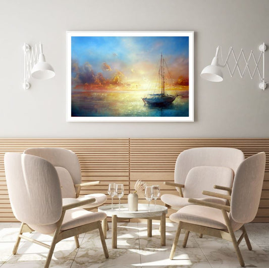 Boat on Sea Watercolor Painting Home Decor Premium Quality Poster Print Choose Your Sizes