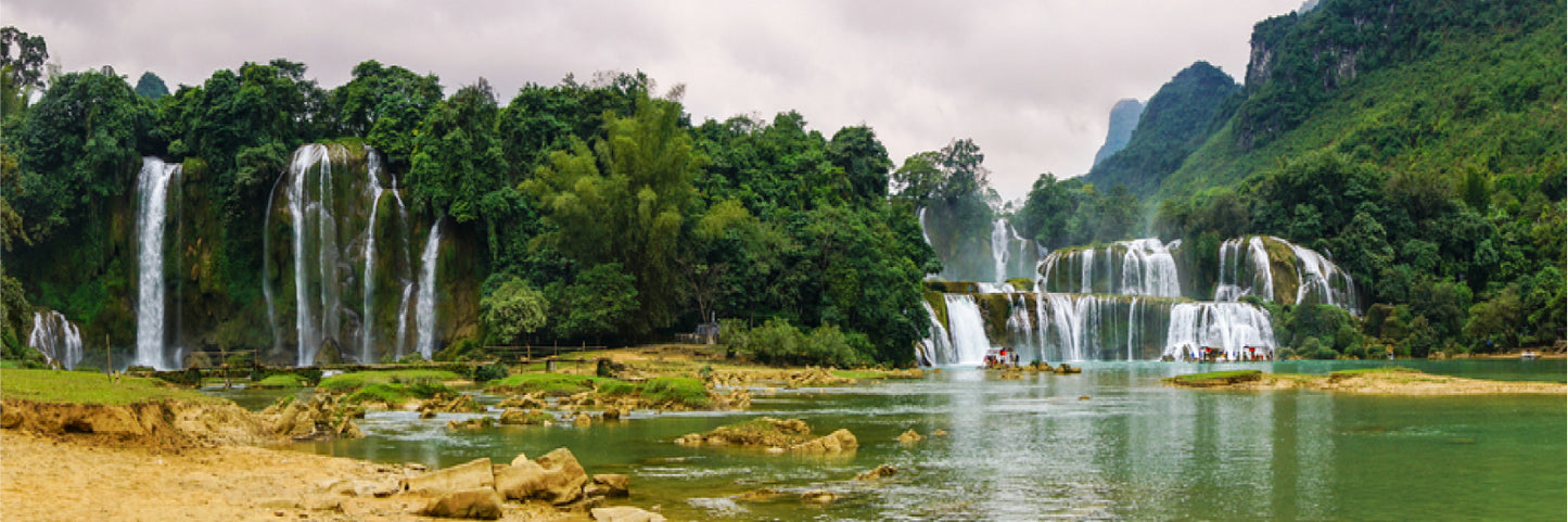 Panoramic Canvas Waterfall in Forest View Photograph High Quality 100% Australian Made Wall Canvas Print Ready to Hang