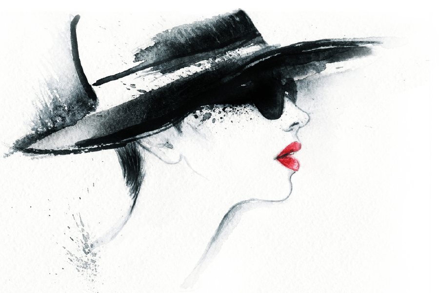 Fashion Woman In Sunglasses B&W Watercolor Painting Print 100% Australian Made