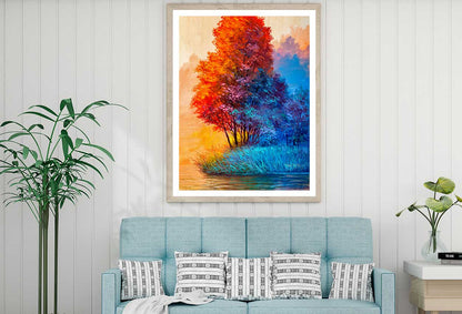 Autumn Trees & River View Oil Painting Home Decor Premium Quality Poster Print Choose Your Sizes