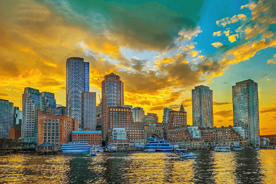 City & Lake Sunset Sky View Print 100% Australian Made