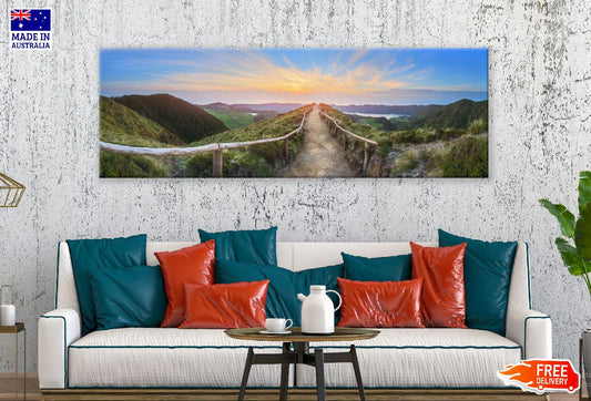 Panoramic Canvas Pathway on Mountain View High Quality 100% Australian Made Wall Canvas Print Ready to Hang