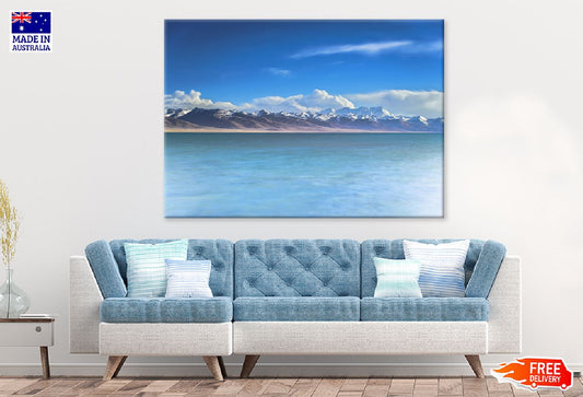 Beach Landscape & Snow Mountains View Photograph Print 100% Australian Made
