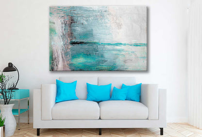 Bella Home Light Blue Abstract Painting Print Canvas Ready to hang