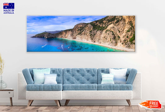 Panoramic Canvas Greece Ionian Island View Photograph High Quality 100% Australian Made Wall Canvas Print Ready to Hang