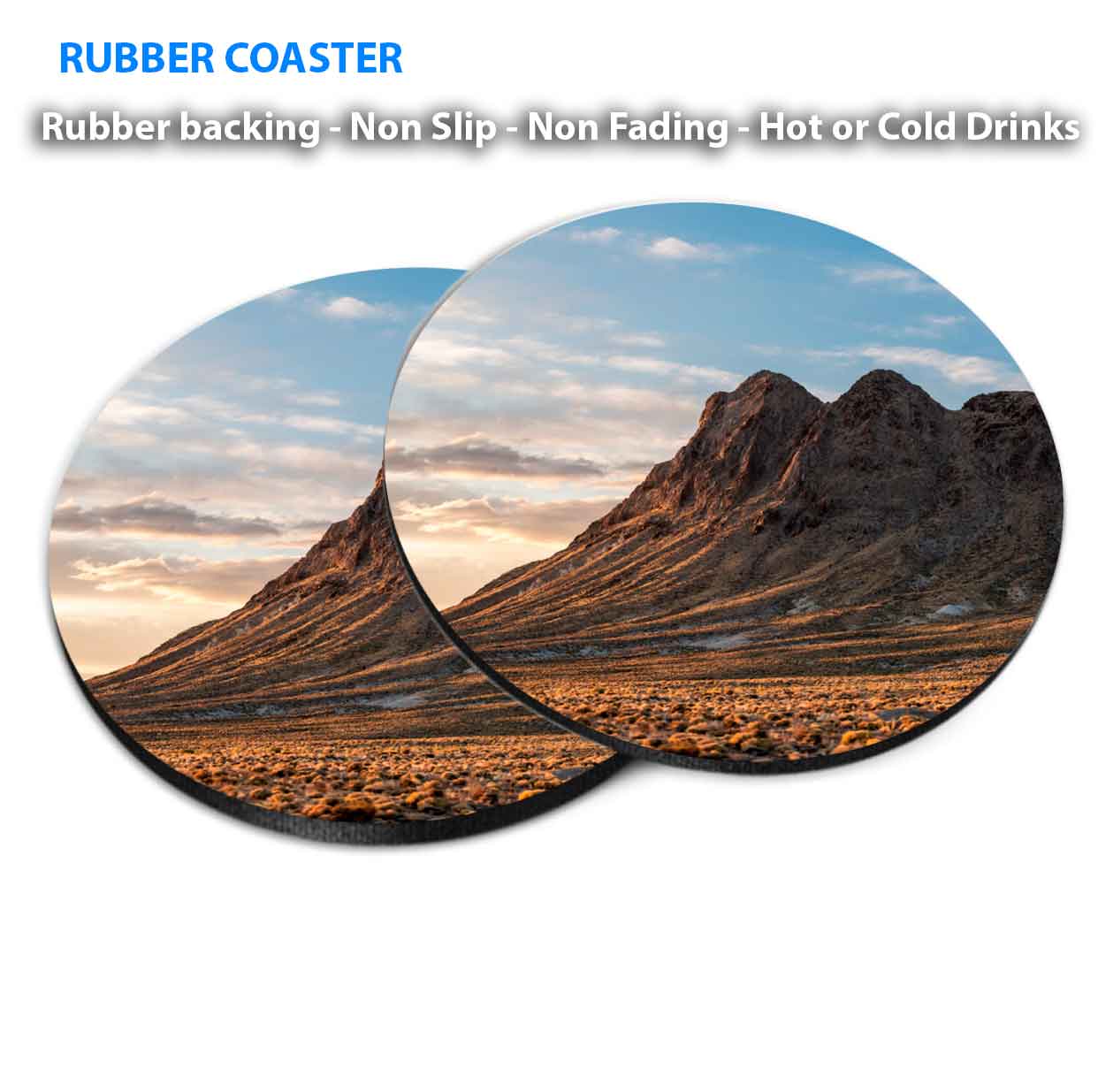 The Southwest Face of Mt. Butler Coasters Wood & Rubber - Set of 6 Coasters