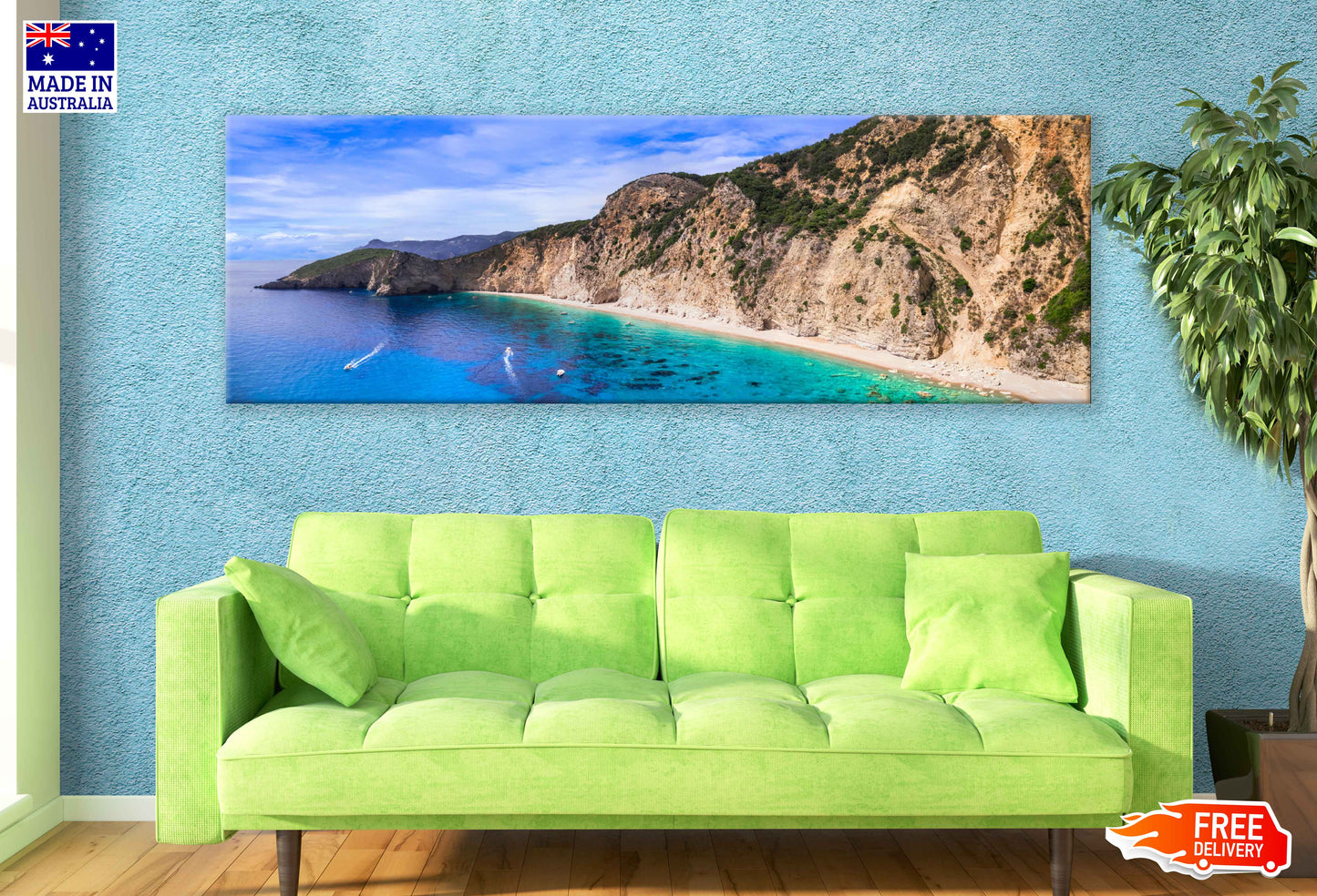 Panoramic Canvas Greece Ionian Island View Photograph High Quality 100% Australian Made Wall Canvas Print Ready to Hang