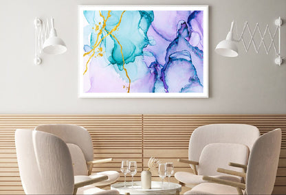 Pink Blue & Gold Lines Abstract Design Home Decor Premium Quality Poster Print Choose Your Sizes