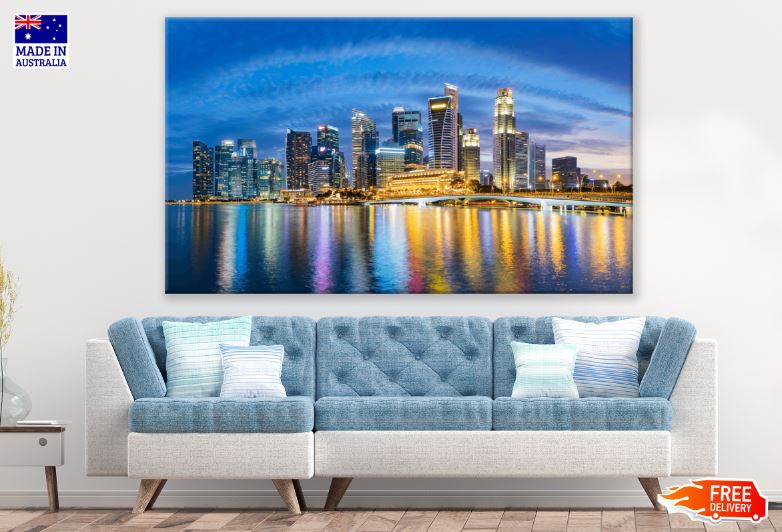 Singapore City Skyline at Night Print 100% Australian Made