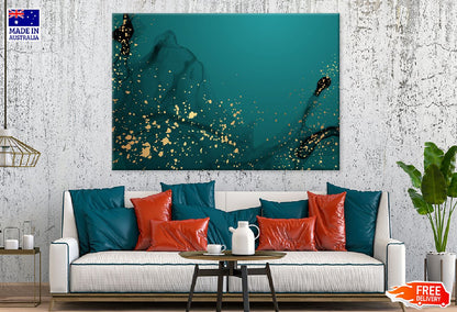 Dark Green & Gold Splash Abstract Design Print 100% Australian Made