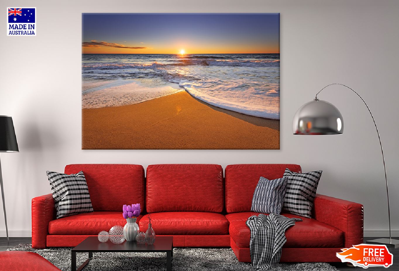 Ocean Waves & Seashore Sunset View Photograph Print 100% Australian Made