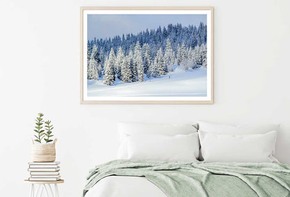 Snow Covered Pine Trees Hill View Photograph Home Decor Premium Quality Poster Print Choose Your Sizes