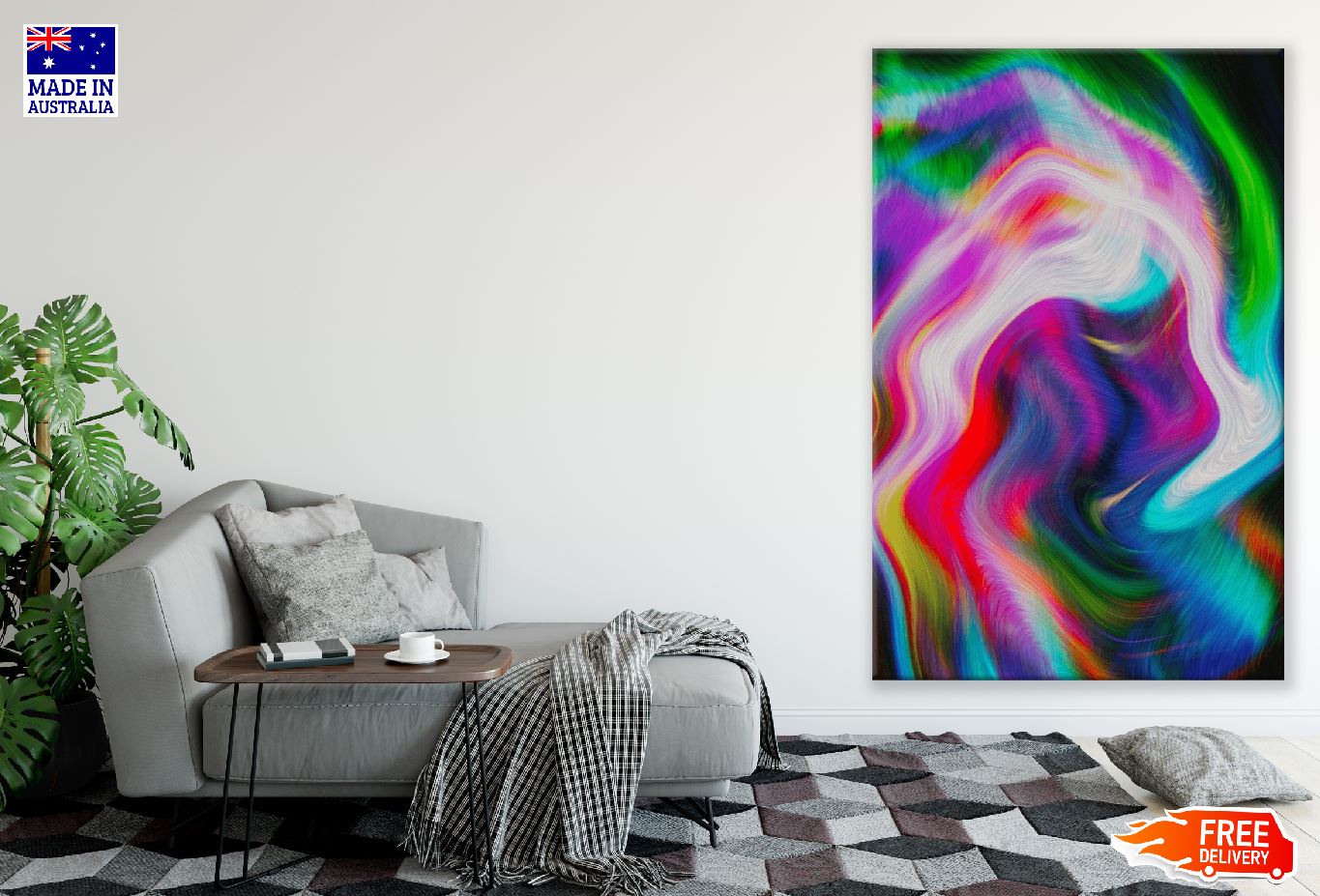 Wave Rainbow Colors Abstract Design Print 100% Australian Made