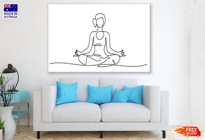 Woman Meditating B&W Line Art Design Print 100% Australian Made