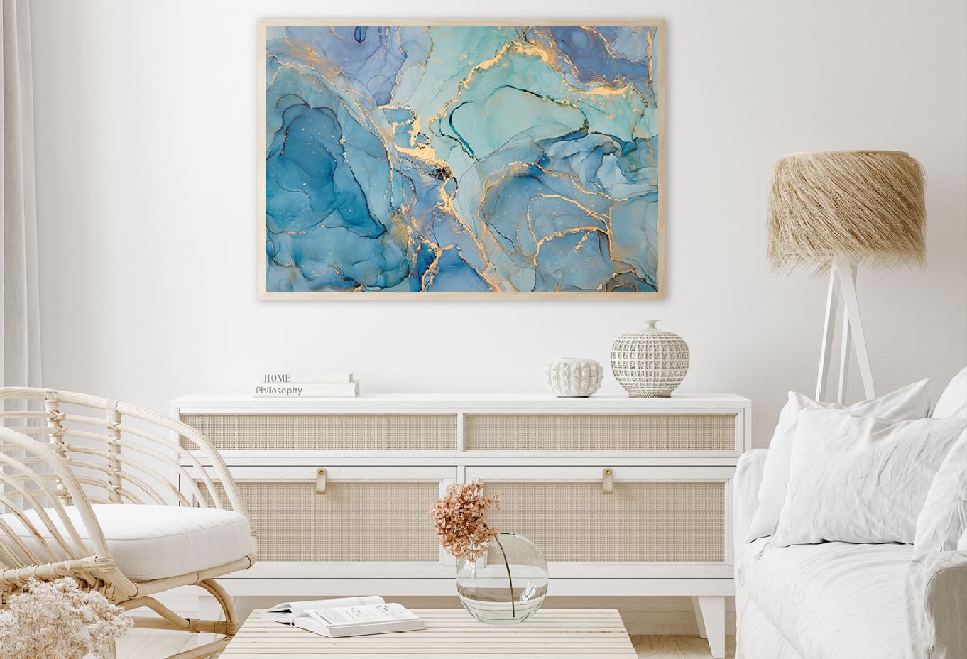 Blue Green & Gold Fluid Abstract Design Home Decor Premium Quality Poster Print Choose Your Sizes