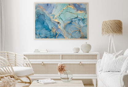 Blue Green & Gold Fluid Abstract Design Home Decor Premium Quality Poster Print Choose Your Sizes