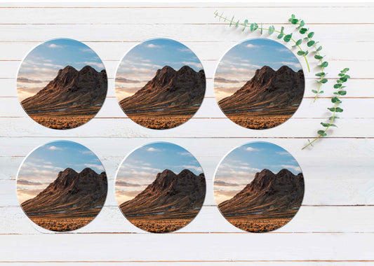 The Southwest Face of Mt. Butler Coasters Wood & Rubber - Set of 6 Coasters