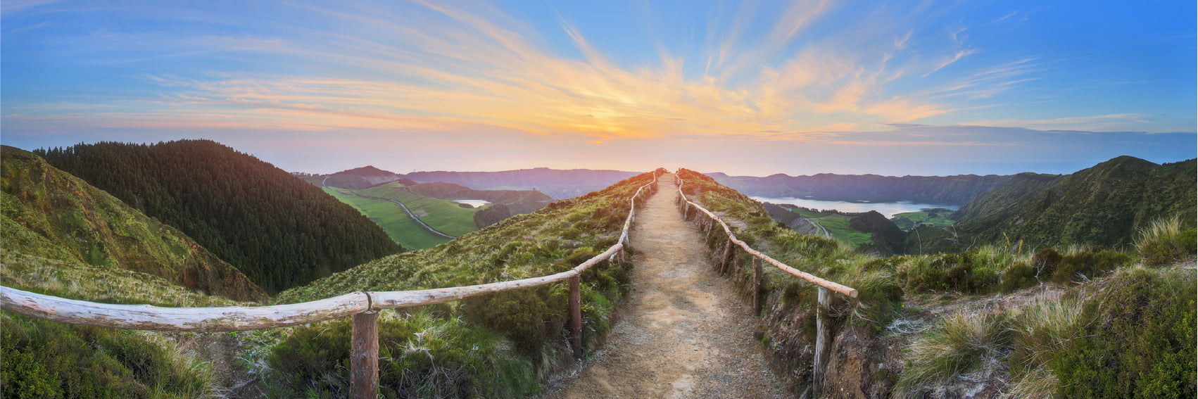 Panoramic Canvas Pathway on Mountain View High Quality 100% Australian Made Wall Canvas Print Ready to Hang