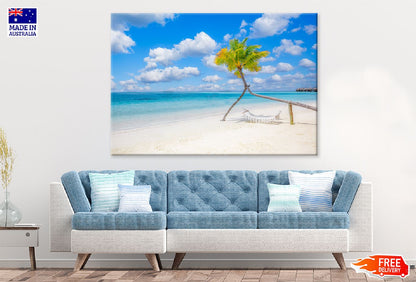 Hammock on Palm Tree & Sandy Sea Photograph Print 100% Australian Made