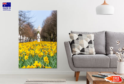 Yellow Flower Field View Photograph Basque Print 100% Australian Made