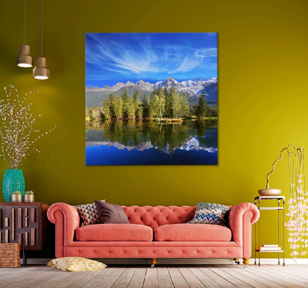 Square Canvas Dreamlike Lake & Park Scenery Photograph High Quality Print 100% Australian Made