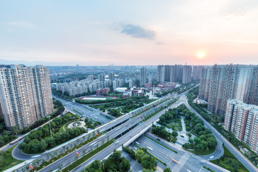 Dusk Road Sunset View Photograph Xi'an China Print 100% Australian Made