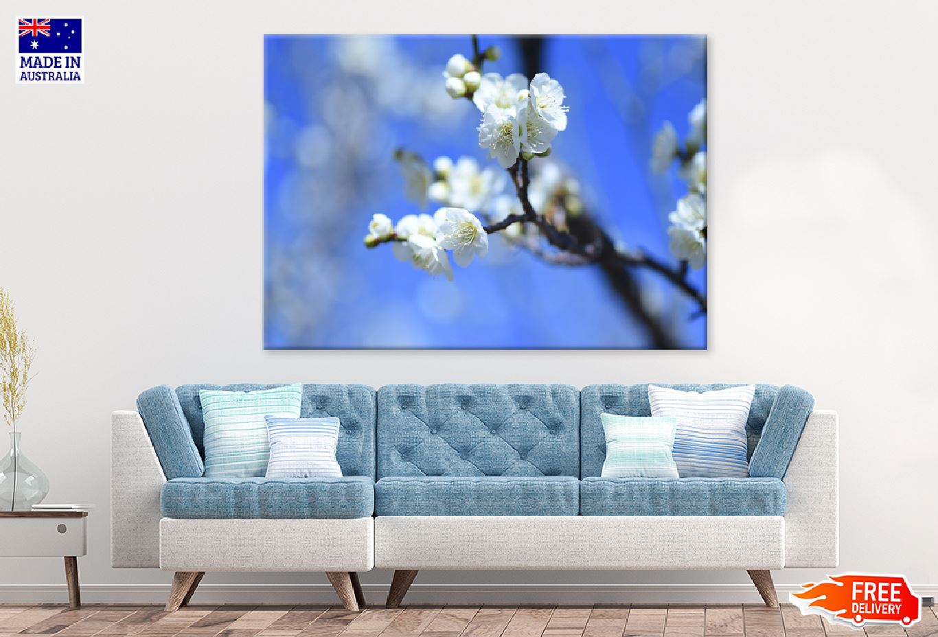 White Blossom Flowers Branch View Photograph Print 100% Australian Made