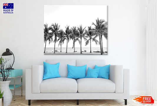 Plam Trees & Rock On Sea Sky View Print 100% Australian Made